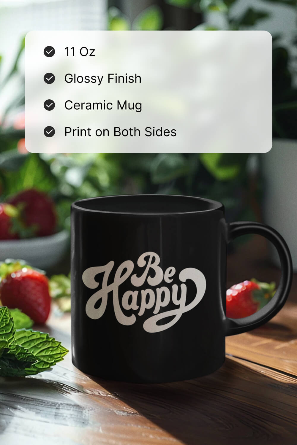 Be Happy | Black Coffee Mug