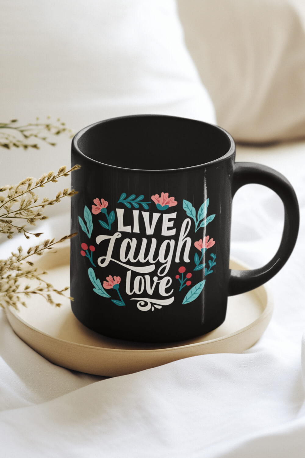Live Laugh Love | Black Coffee Mug