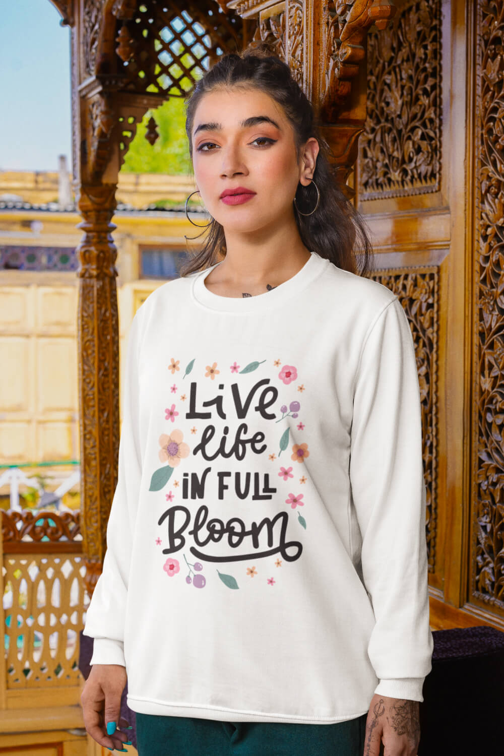 Live Life in Full Bloom | Regular Fit | Unisex Sweatshirt