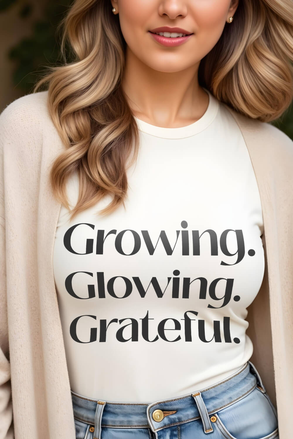 Growing, Glowing, Grateful | Premium Women's T-Shirt