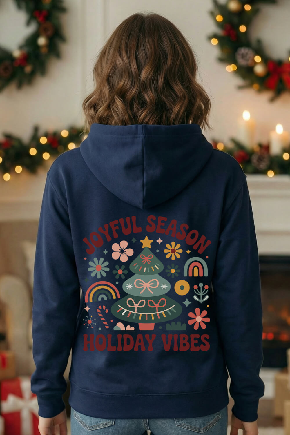 Joyful Season Holiday Vibes – Unisex Cozy Hoodie